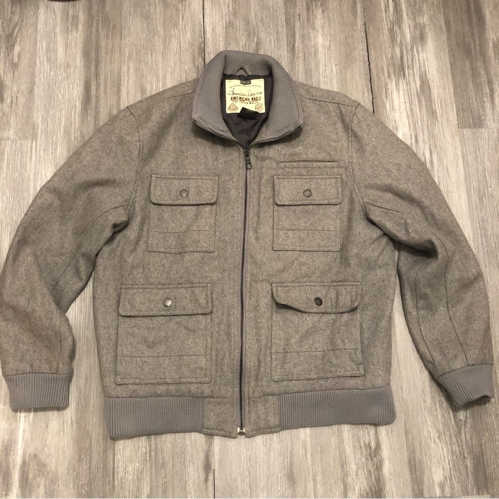 American Rag Gray Wool-Blend Bomber Jacket
